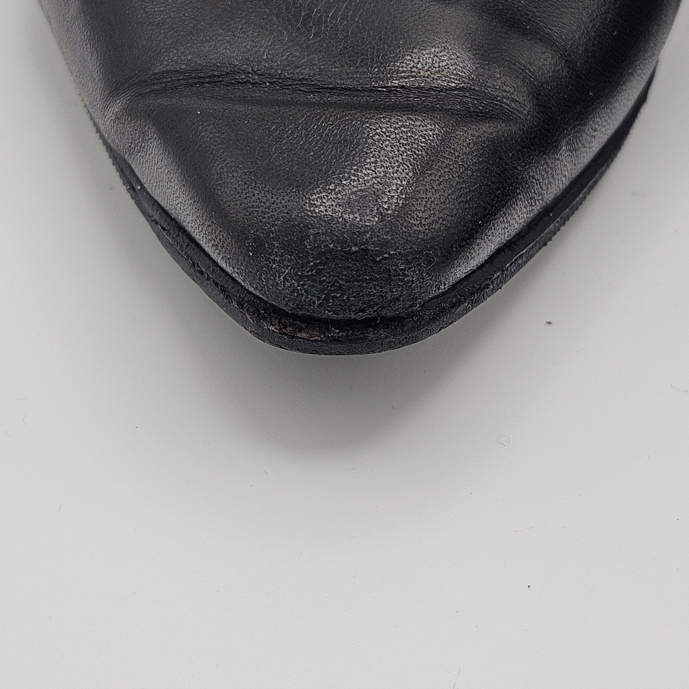 Halmanera black scrunched leather pointed toe heeled ankle boots size 39.5 - Picture 3 of 12